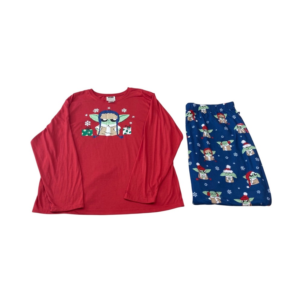 Munki Munki Star Wars‎ The Mandalorian Baby Yoda Grogu Pajama Set XXL Holiday